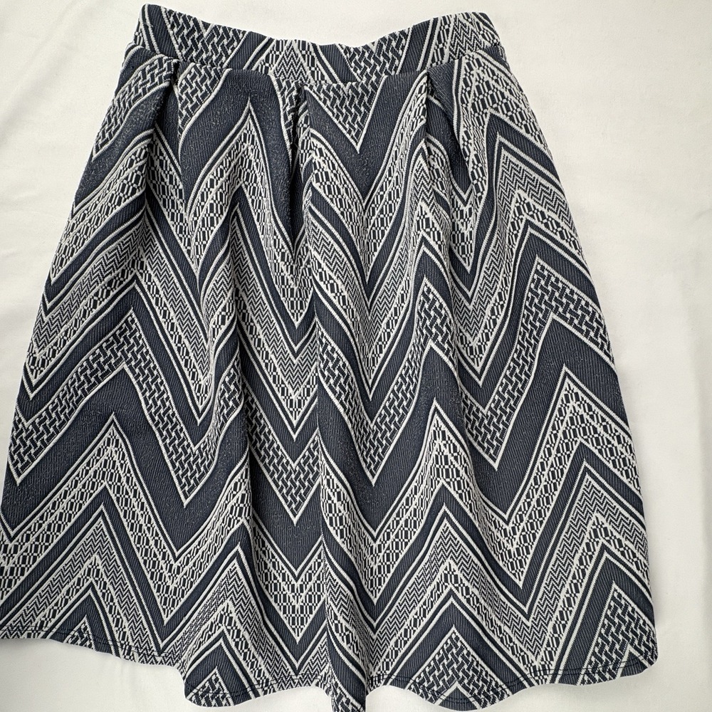 JOE B Chevron A-Line Skirt Women Small Blue White Geometric Y2K Cottagecore Boho - Picture 4 of 8